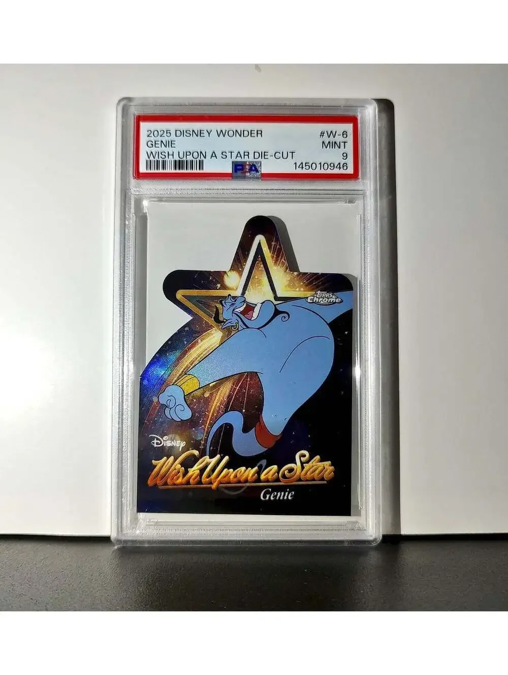 Genie 2025 Topps Chrome Disney #W-6 Wish Upon A Star Die Cut Card Aladdin PSA 9